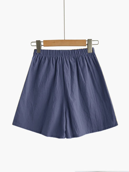 High-Waisted Linen Workout Shorts for Women in Black