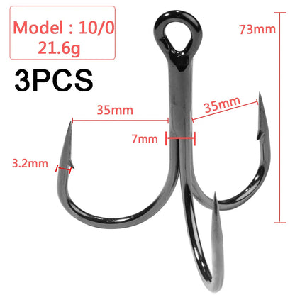 HookUpCo. Strong Carbon Steel Treble Hooks 1#-10/0# - HookUpCo.