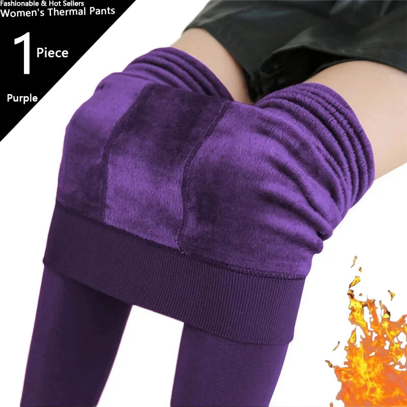 Warm High Waist Velvet Leggings for Women - Casual Comfort