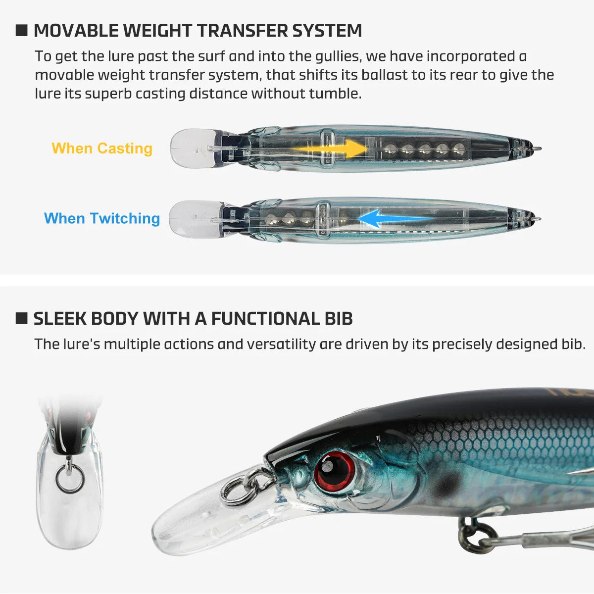 HookUpCo. Floating Jerkbait Lures for Bass Fishing - HookUpCo.