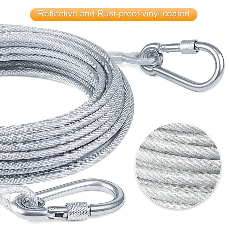 Double-Headed Dog Tie Out Cable Leash with Metal Buckle