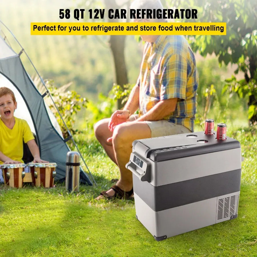 12 Volt Refrigerator 58 Qt Dual Zone Portable Freezer Cooler with 12/24V DC and 110-240V AC for Car Truck RV Camping Home Use i