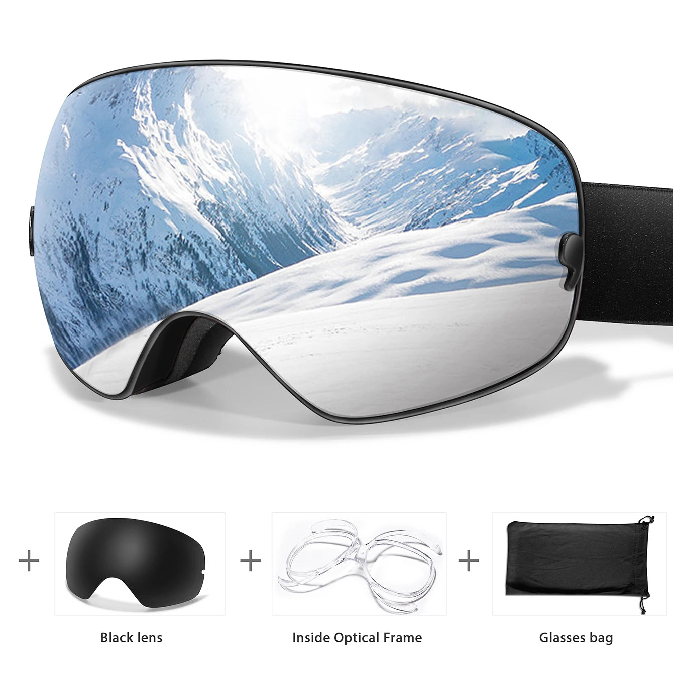 HookUpCo. Anti-Fog Ski Goggles with UV400 Protection