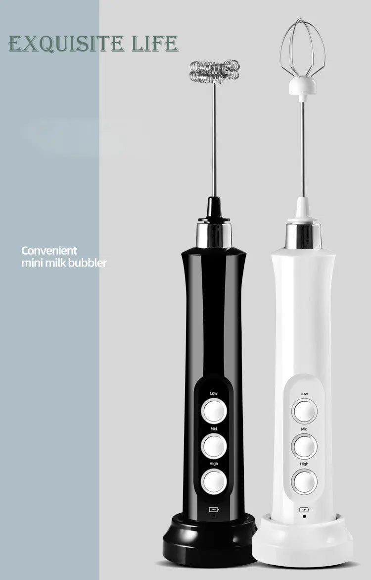 Milk Frother for Cappuccinos -3-in-1 Wireless Electric Milk Foam Machine