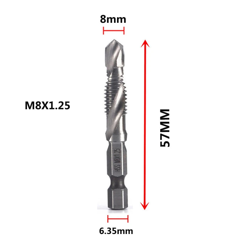 HookUpCo. Titanium Hex Shank Metric Tap Drill Bit Set