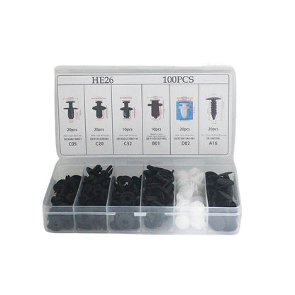 100-Piece Auto Fastener Clip Kit for Car Body Repairs