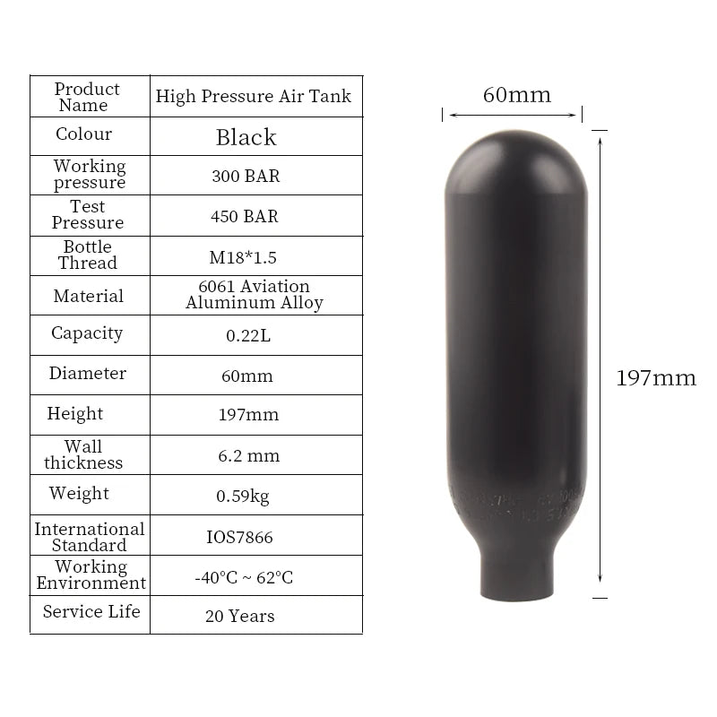 HookUpCo. 4500PSI CO2 Air Tank
