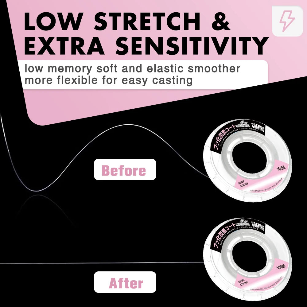 ZUKIBO Japan Fluorocarbon Coating Fishing Line - High Strength