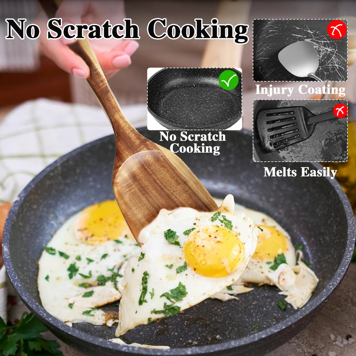 HookUpCo. 10-Piece Wooden Spoon Set