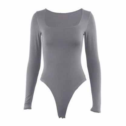 Square-Cut Long Sleeve Bodysuit for Stylish Spring Nights