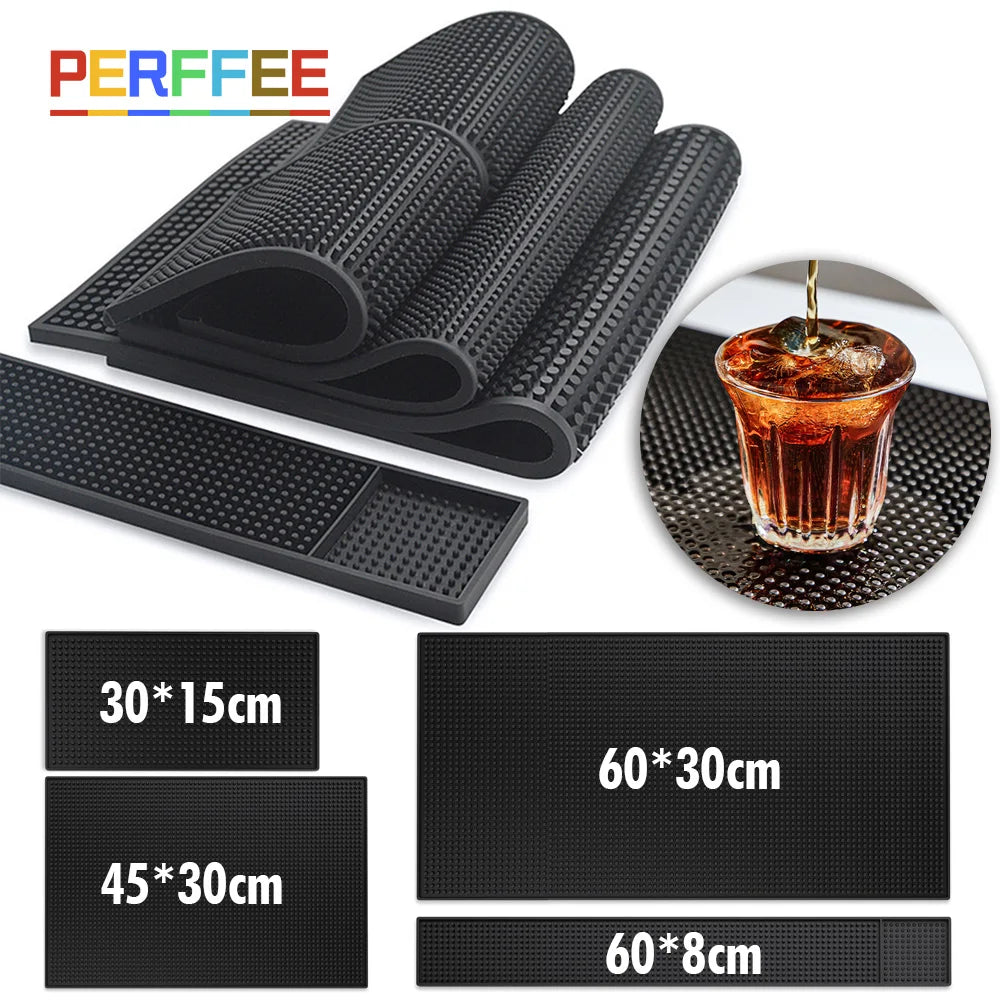 HookUpCo. Black Bar Mat for Coffee & Cocktail Spills