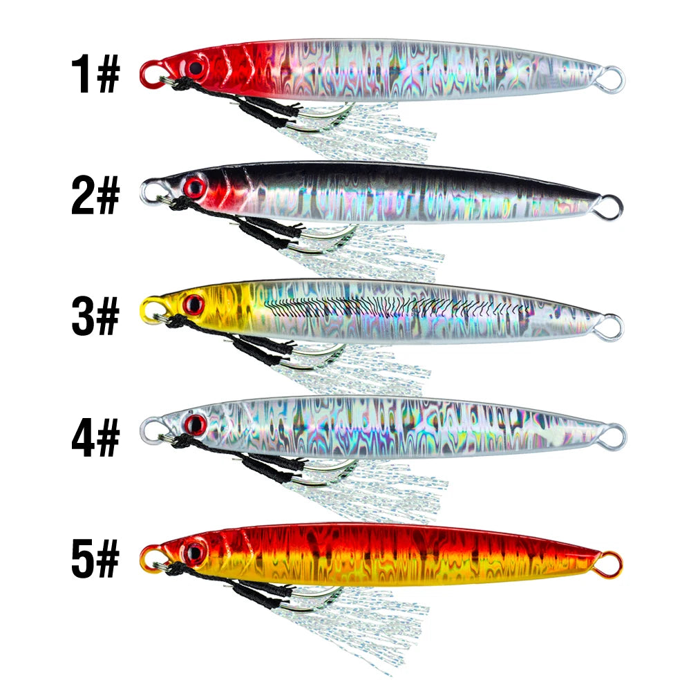 Metal Jigging Lure with 3D Eyes and Sharp Hooks