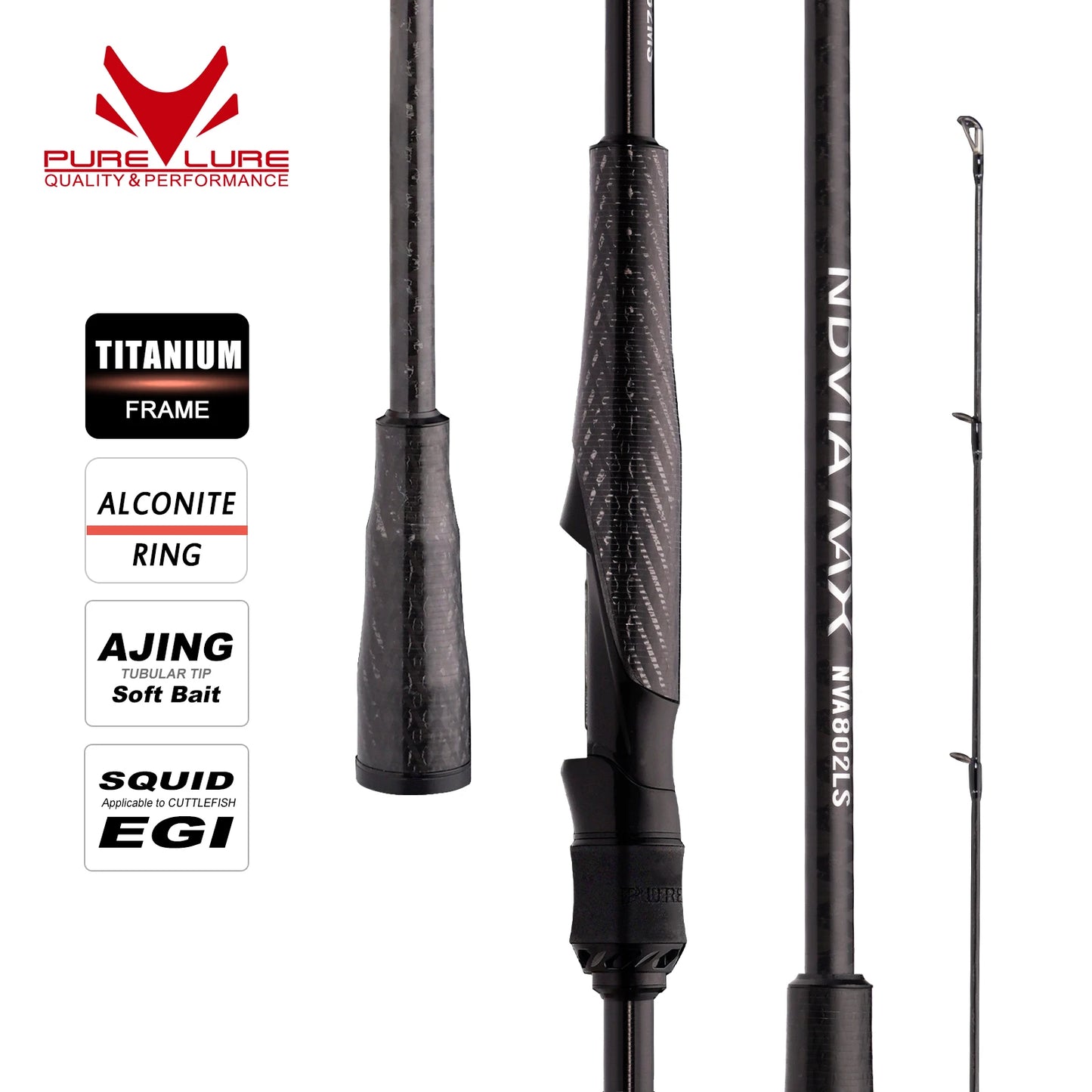 HookUpCo. 8FT Tubular Tip Fishing Rod for Squid