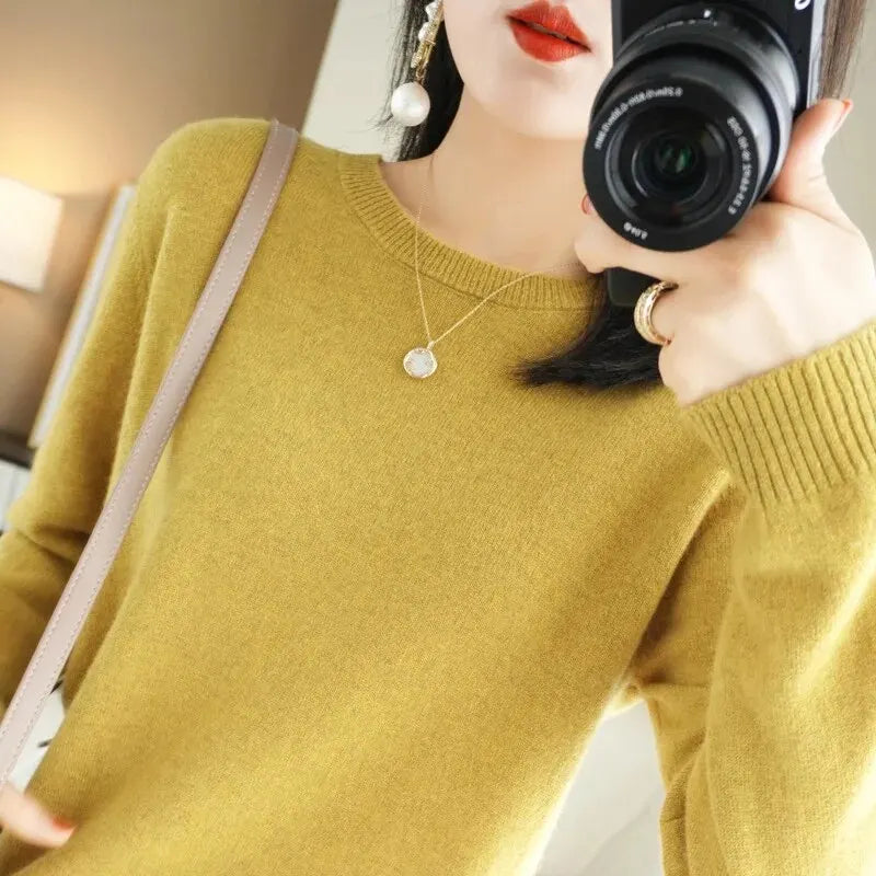 Cozy O-neck Sweater for Women – Autumn Winter Knitwear 2023
