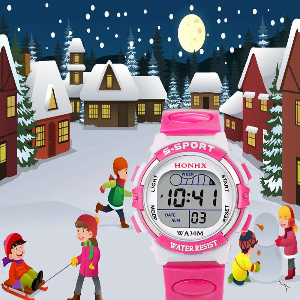 Waterproof LED Sports Watch for Kids with Alarm and Date