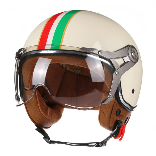 Retro 3/4 Motorcycle Helmet for Men and Women - DOT Approved