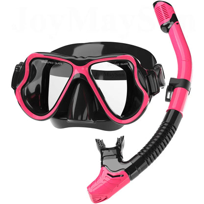 Dry Snorkel Mask Set Panoramic Wide View Anti-Fog for Adults Underwater Snorkeling Swimming Training Diving Glasses Adjustable