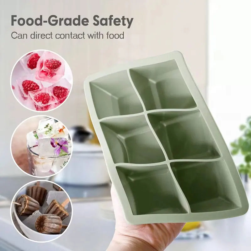 Flexible Silicone Ice Cube Tray with Lid