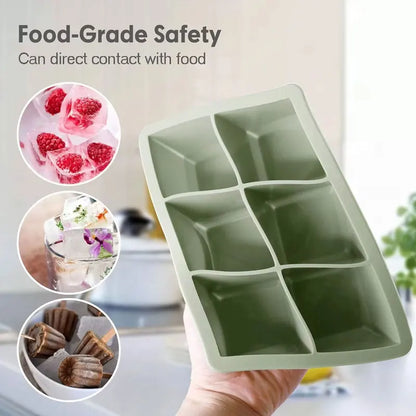 Flexible Silicone Ice Cube Tray with Lid