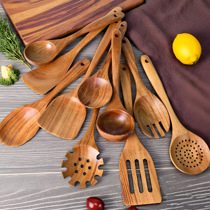 HookUpCo. 10-Piece Wooden Spoon Set