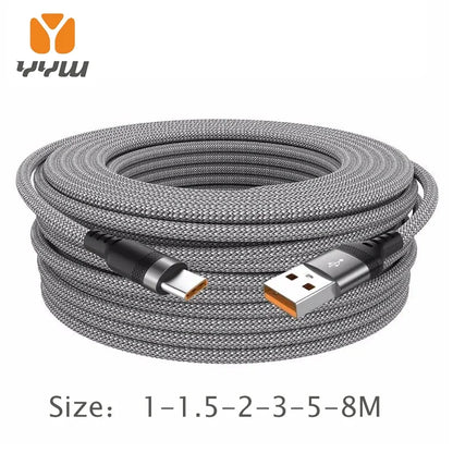 HookUpCo. 5A Fast Charging Type-C USB Cable, 3 to 8 Meters
