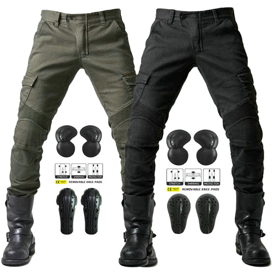 Men's Black Motorcycle Jeans with Detachable Protections - HookUpCo.
