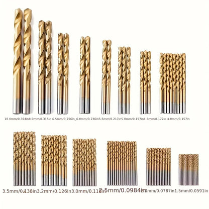 HookUpCo. Titanium Coated Drill Bit Set for Metal & Wood