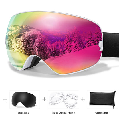 HookUpCo. Anti-Fog Ski Goggles with UV400 Protection