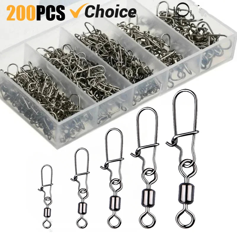 Durable Stainless Steel Fishing Swivel Kit 50-200Pcs
