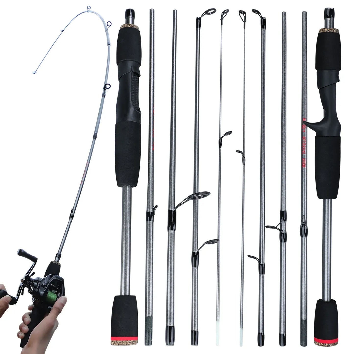HookUpCo. 1.7m Spinning Fishing Rod for Travel - HookUpCo.