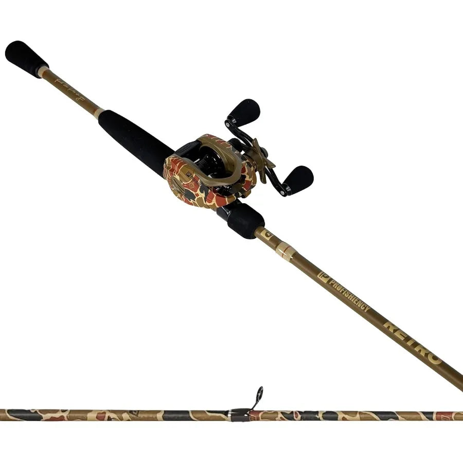 7-Foot Retro Camo Fishing Rod and Reel Combo for Anglers