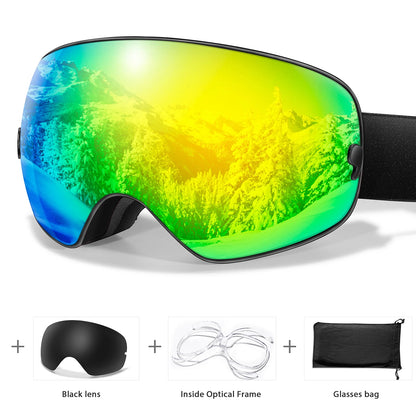 HookUpCo. Anti-Fog Ski Goggles with UV400 Protection