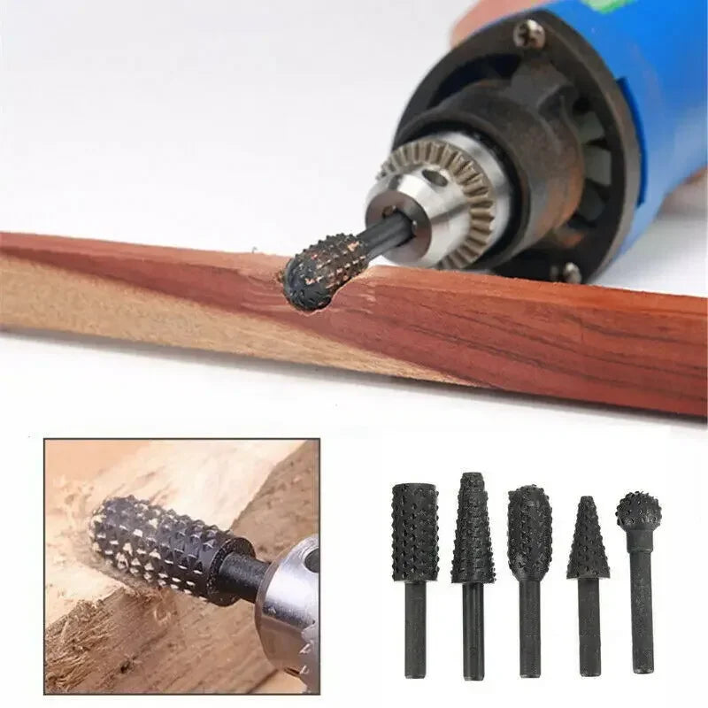 HookUpCo. 1/4" 5-Piece Wood Drill Bit Set