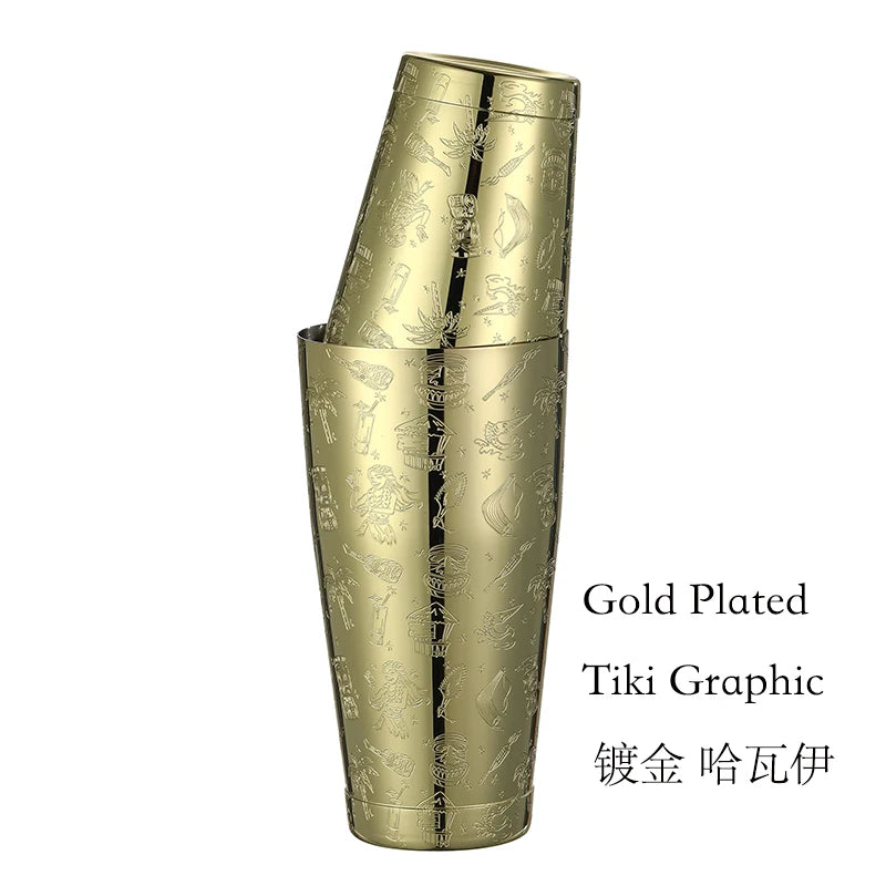 HookUpCo. Etched Pattern Cocktail Shaker Set
