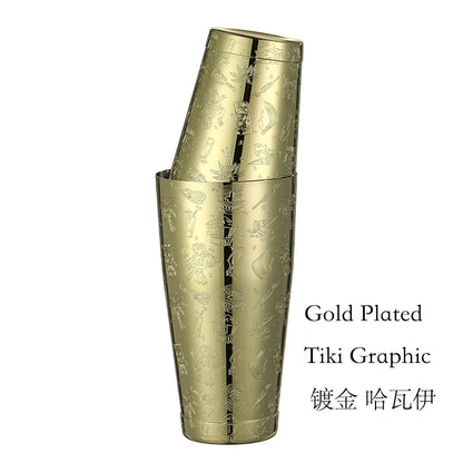 HookUpCo. Etched Pattern Cocktail Shaker Set
