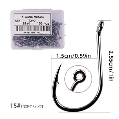 HookUpCo. 100pcs Circle Carp Fishing Hook Set - HookUpCo.