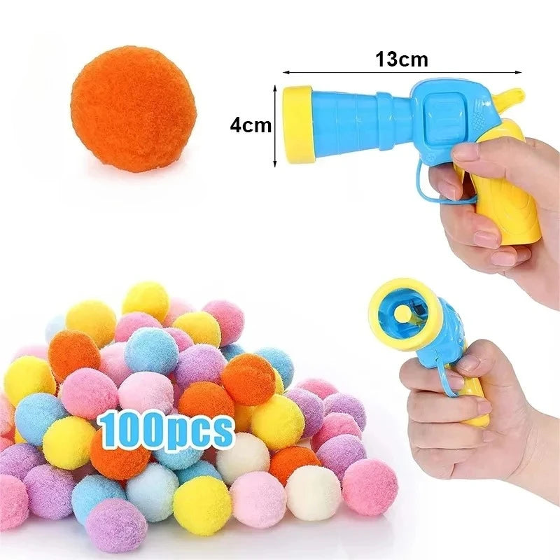 Interactive Cat Toy Mini Shooting Gun with Plush Balls