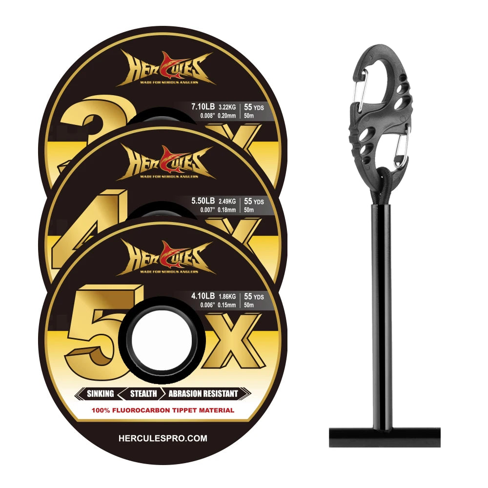 Fluorocarbon Fly Tippet 3 Pack with Holder - HookUpCo.
