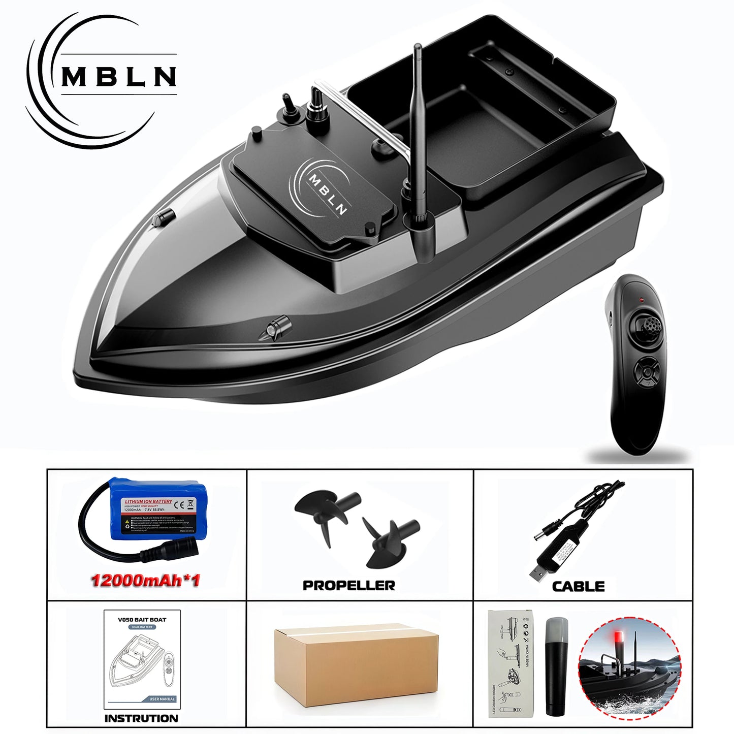 Remote Control Bait Boat with 2kg Capacity