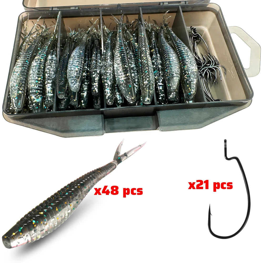 HookUpCo. 70-Piece Soft Lure Set - HookUpCo.