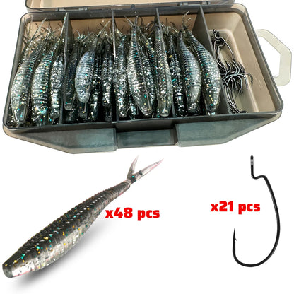 HookUpCo. 70-Piece Soft Lure Set - HookUpCo.