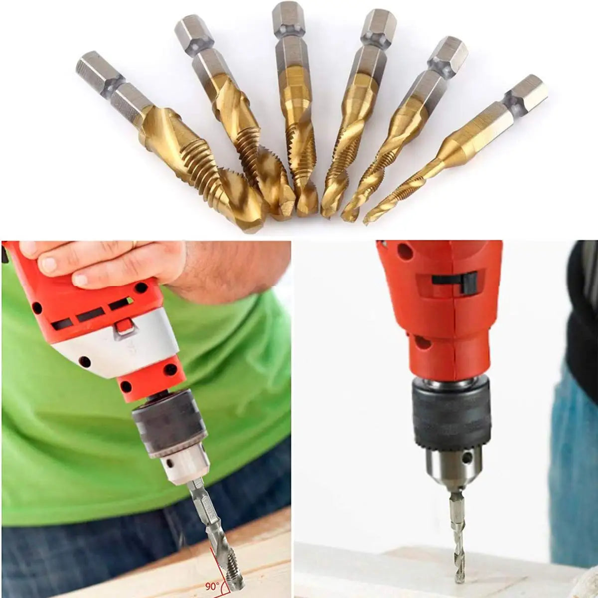 HookUpCo. Titanium Hex Shank Metric Tap Drill Bit Set