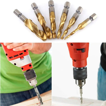 HookUpCo. Titanium Hex Shank Metric Tap Drill Bit Set