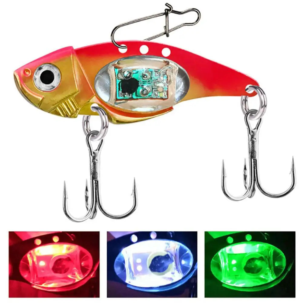 Colorful fishing lure with LED lights on a white background