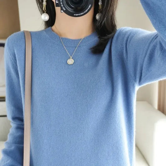 Cozy O-neck Sweater for Women – Autumn Winter Knitwear 2023