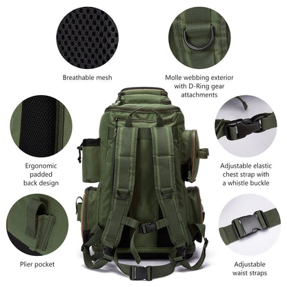 Lightweight Fishing Tackle Backpack with Rain Cover