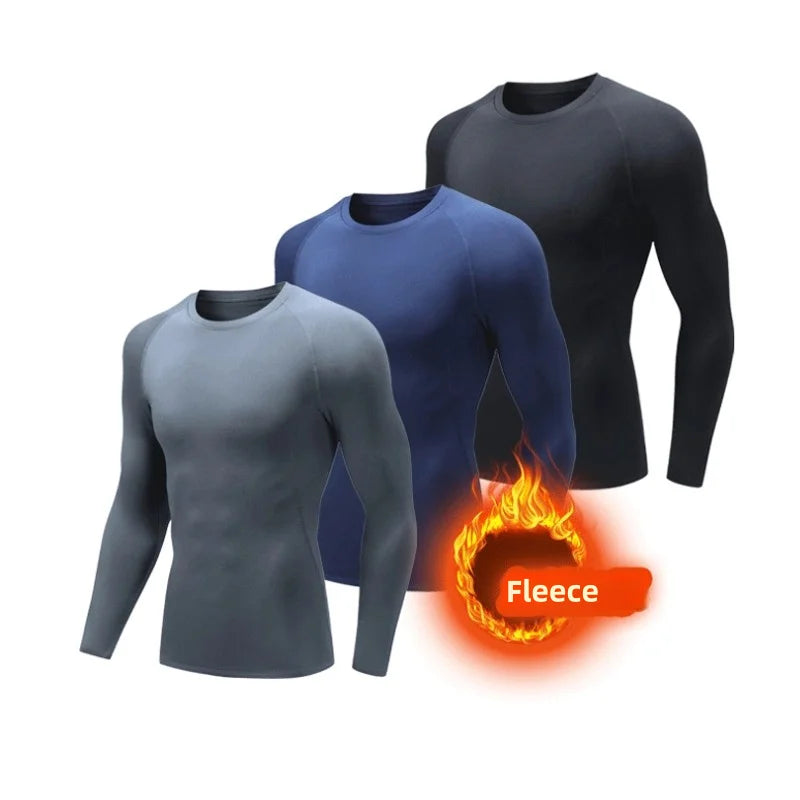 Men's Thermal Fleece Long Sleeve Running Top - HookUpCo.