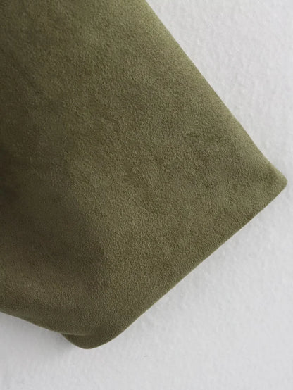 Spring Women's Suede Lapel Bomber Jacket by HookUpCo.