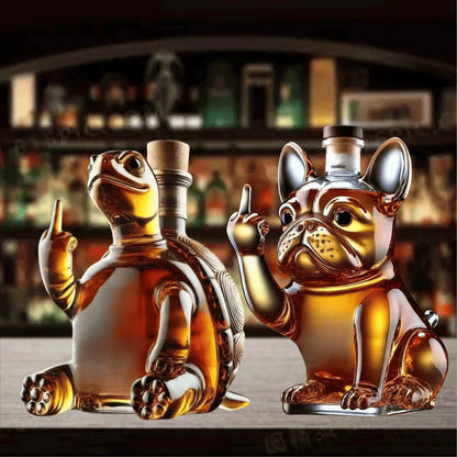 Whimsical Turtle Glass Decanter for Home Bar