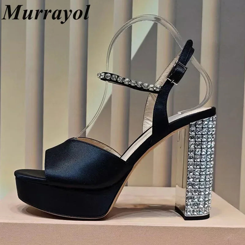 Rhinestone Open Toe Platform Sandals for Summer Events
